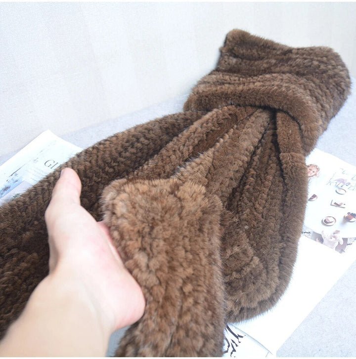 Knitted scarf | Warm and stylish mink fur scarf