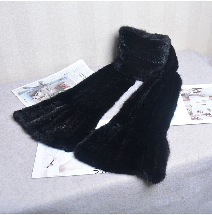 Knitted scarf | Warm and stylish mink fur scarf