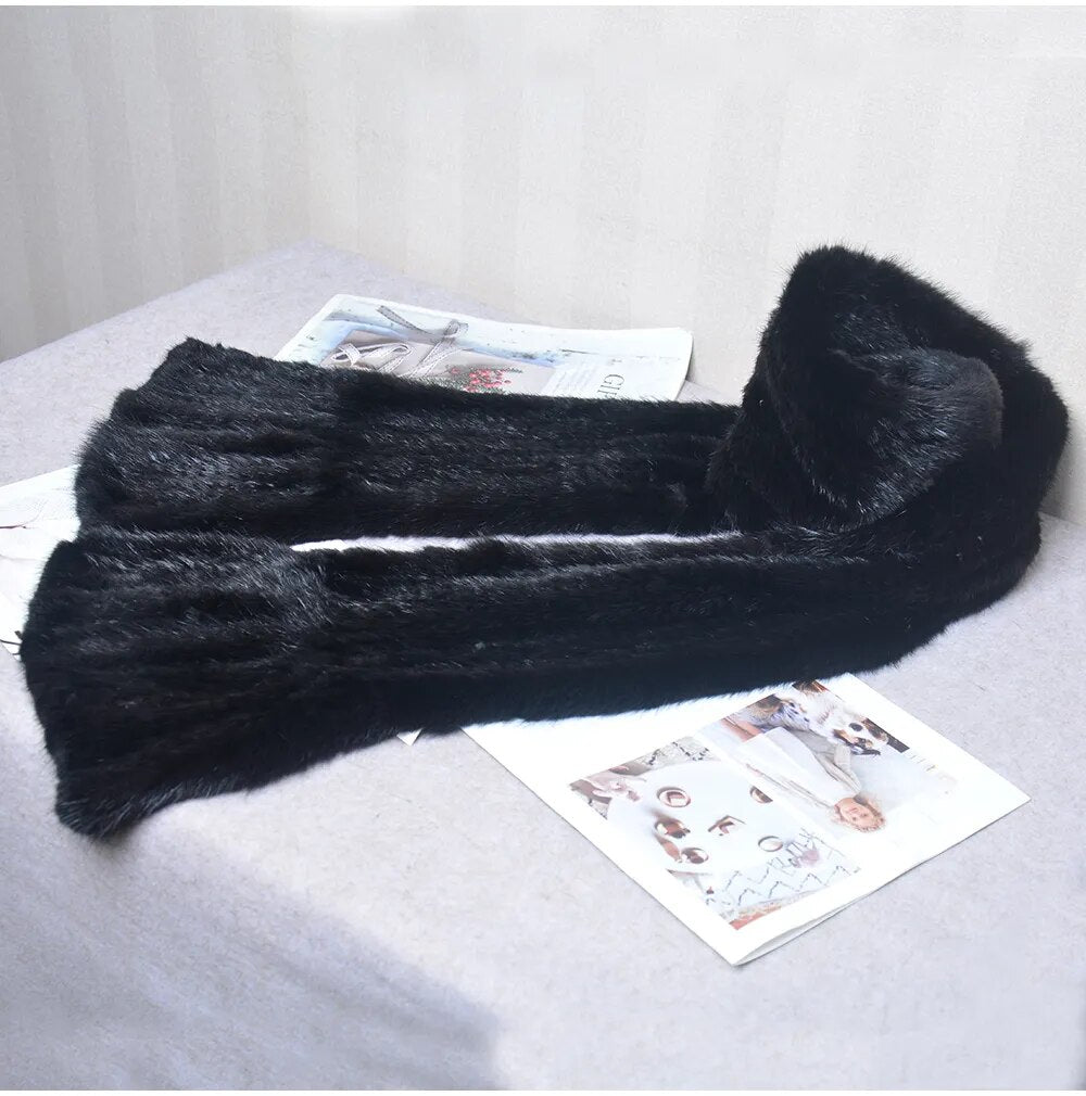 Knitted scarf | Warm and stylish mink fur scarf