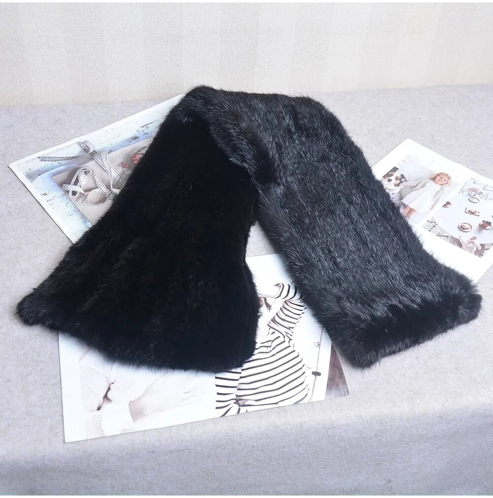 Knitted scarf | Warm and stylish mink fur scarf