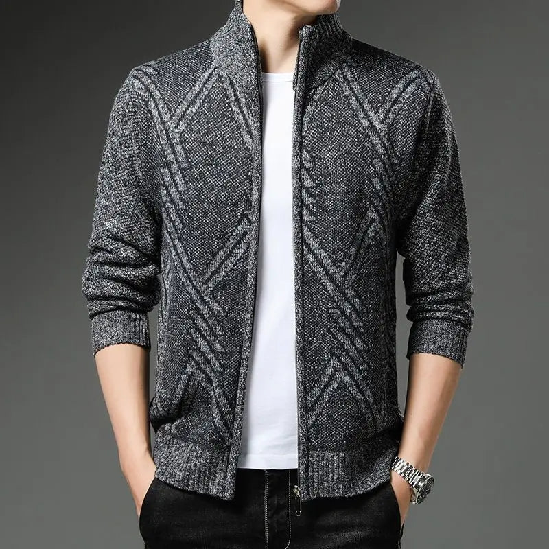 StripeZip vest | Trendy stribet vintercardigan