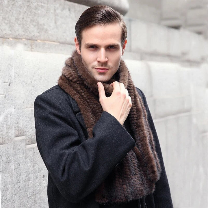Knitted scarf | Warm and stylish mink fur scarf