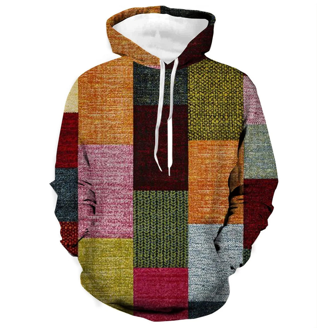3D Checkered Hoodie | Urban Vibes Oversized Sweater