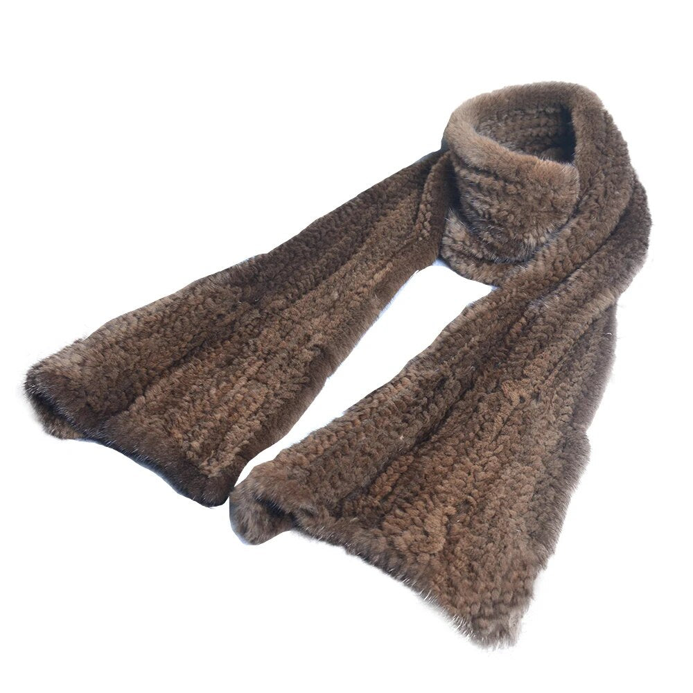Knitted scarf | Warm and stylish mink fur scarf