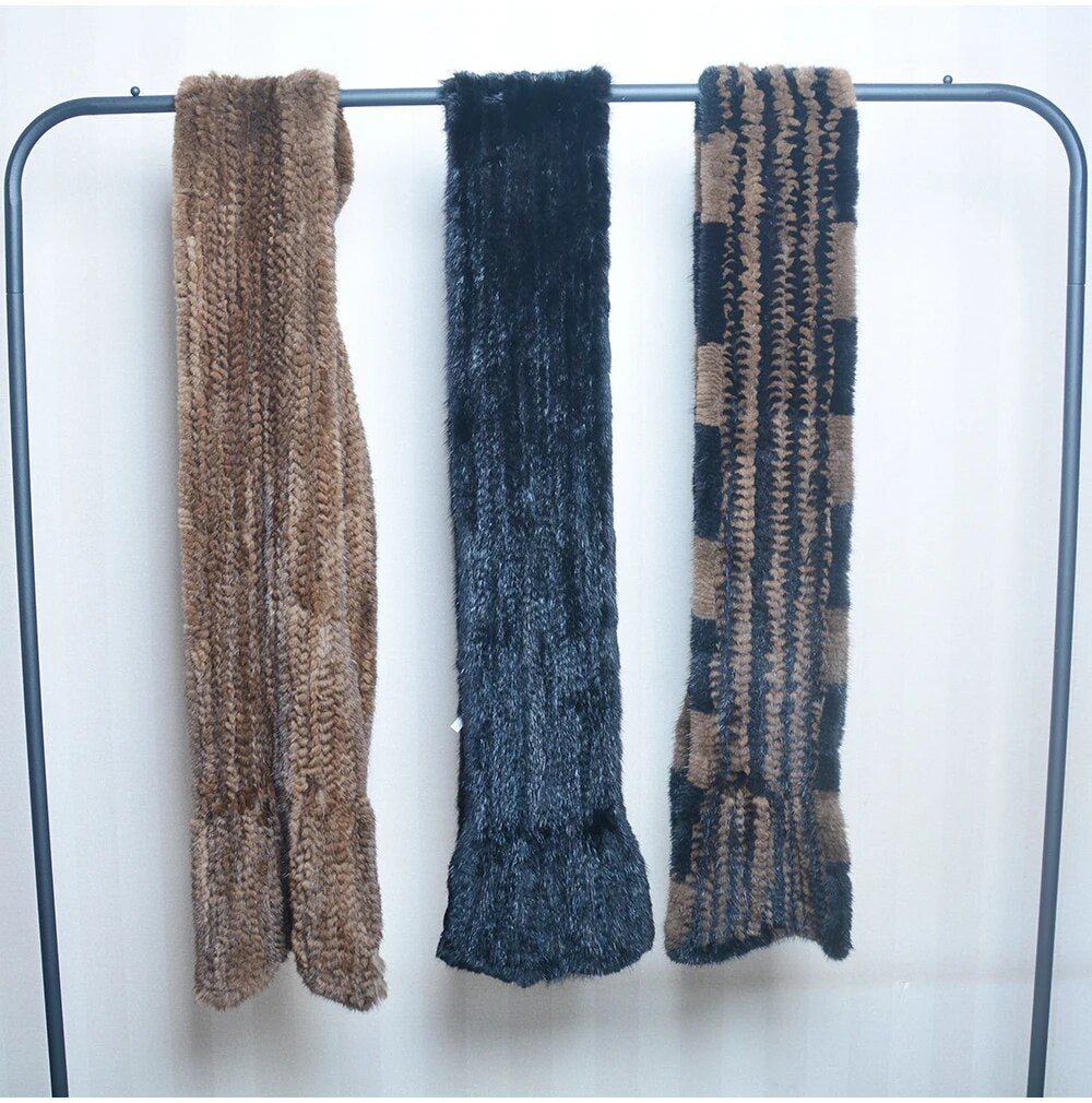 Knitted scarf | Warm and stylish mink fur scarf