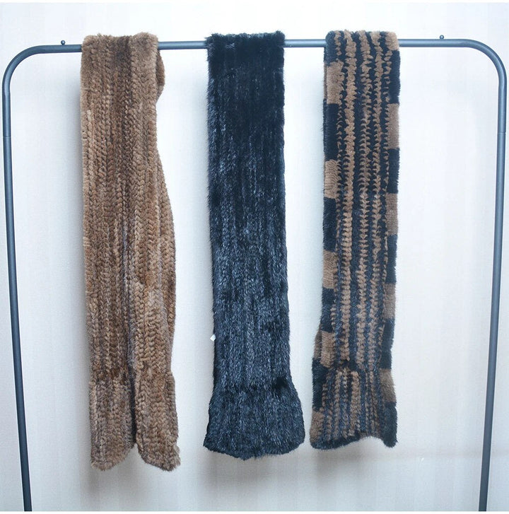 Knitted scarf | Warm and stylish mink fur scarf