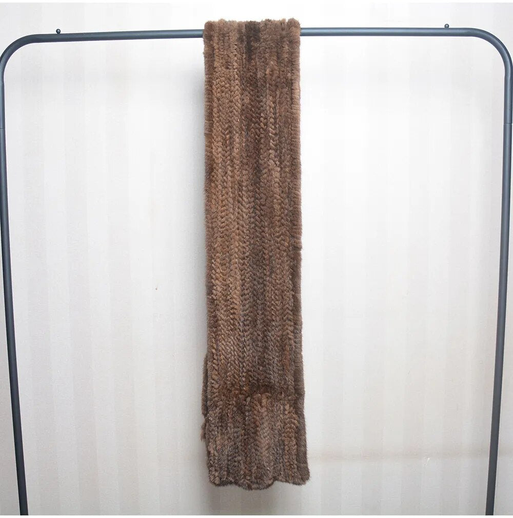 Knitted scarf | Warm and stylish mink fur scarf