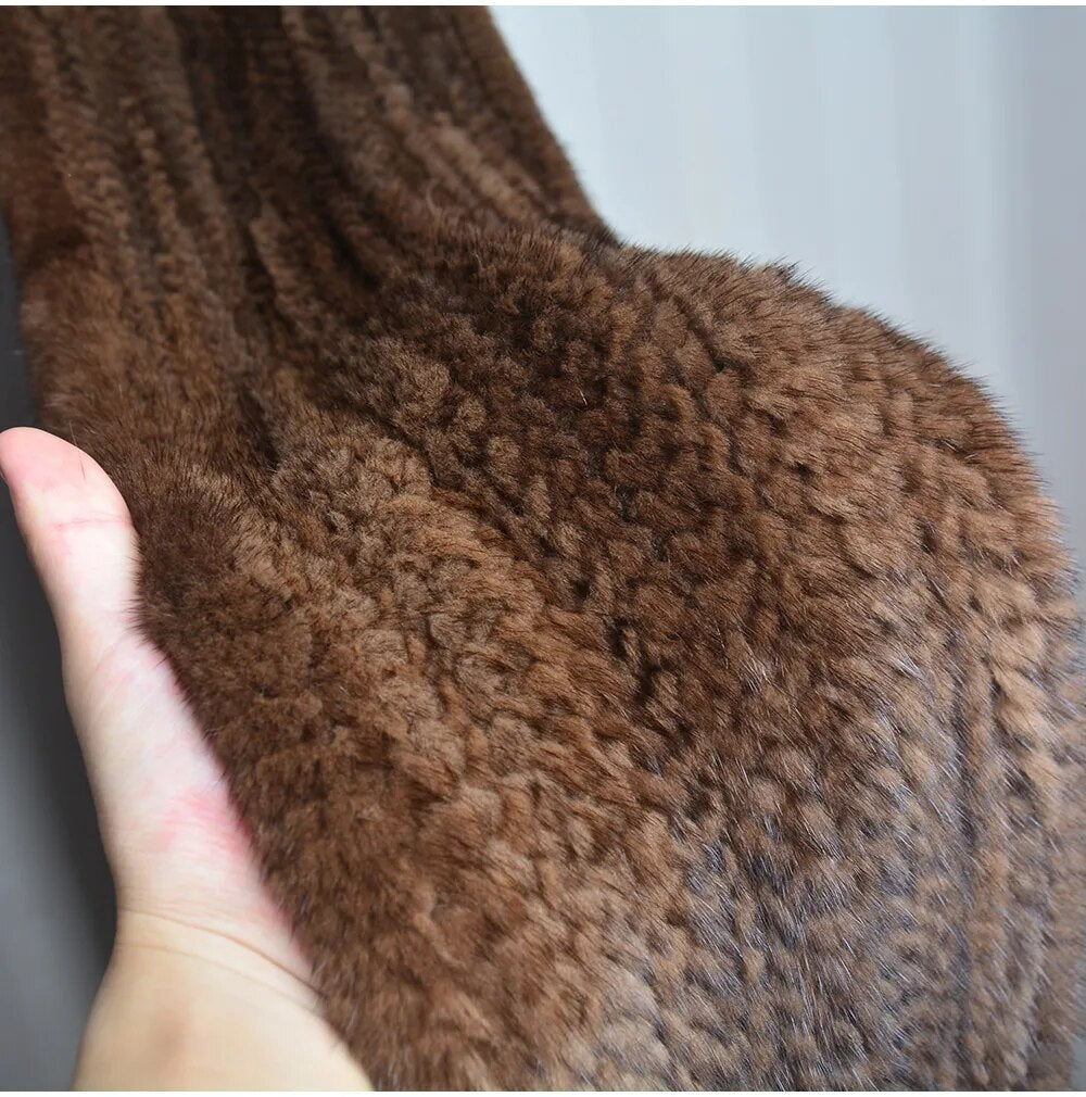 Knitted scarf | Warm and stylish mink fur scarf