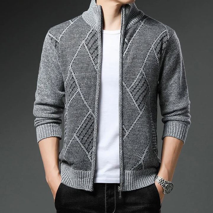 StripeZip vest | Trendy stribet vintercardigan