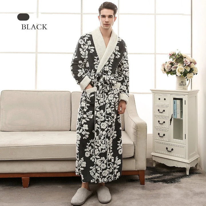 Jacquard-Bademantel | Warmer und bequemer Fleece-Bademantel