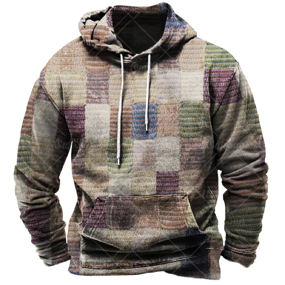 3D Checkered Hoodie | Urban Vibes Oversized Sweater
