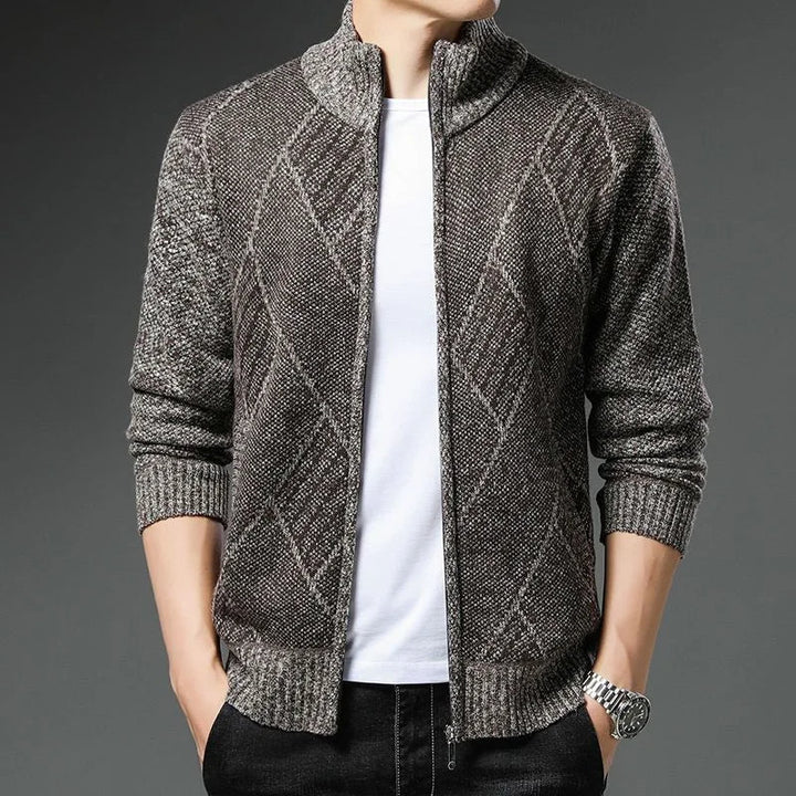 StripeZip vest | Trendy stribet vintercardigan