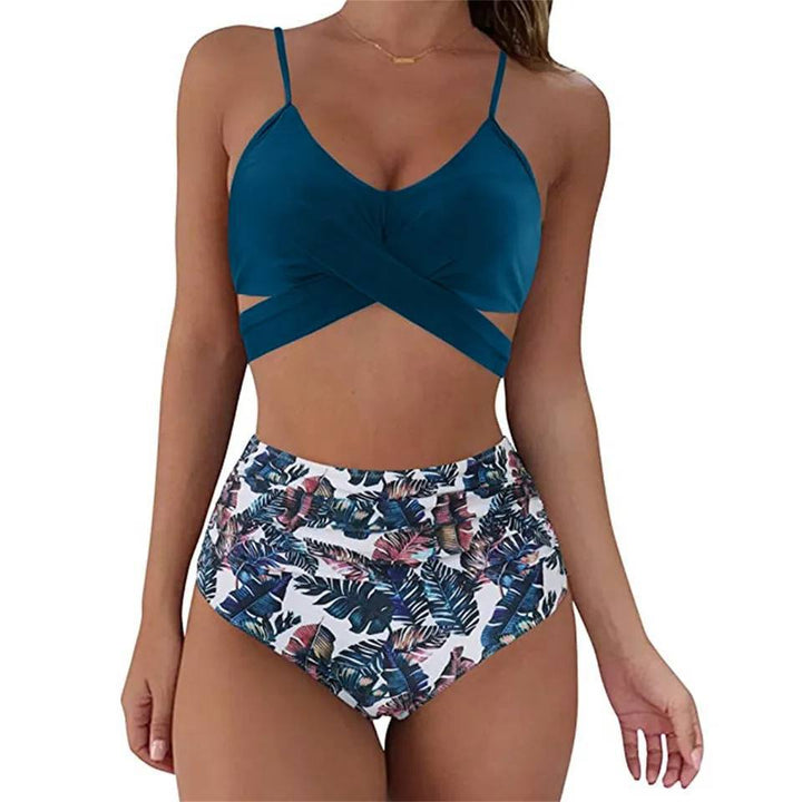 Belle højtaljet, farverig dame-bikini