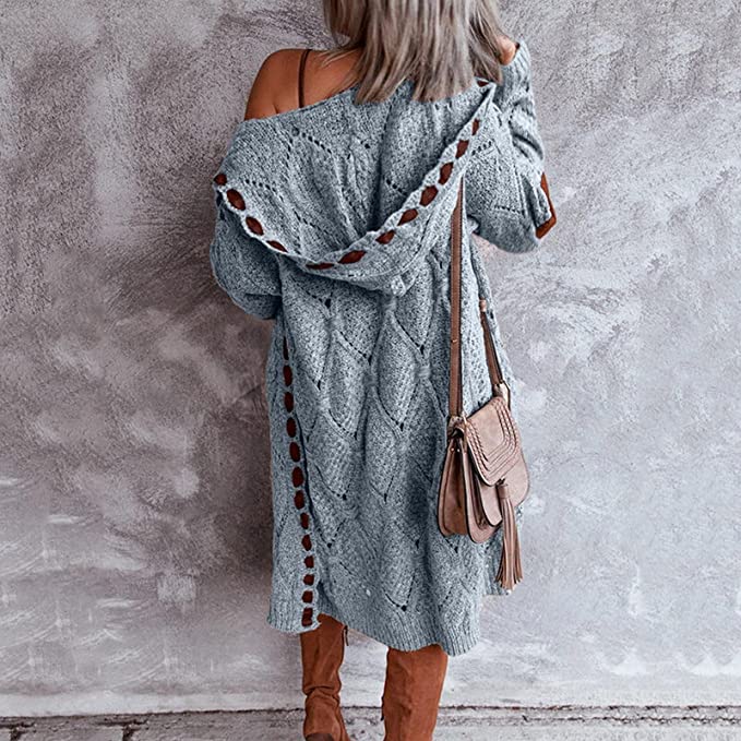 Evelyn | Stilfuld lang cardigan - Behagelig med hætte