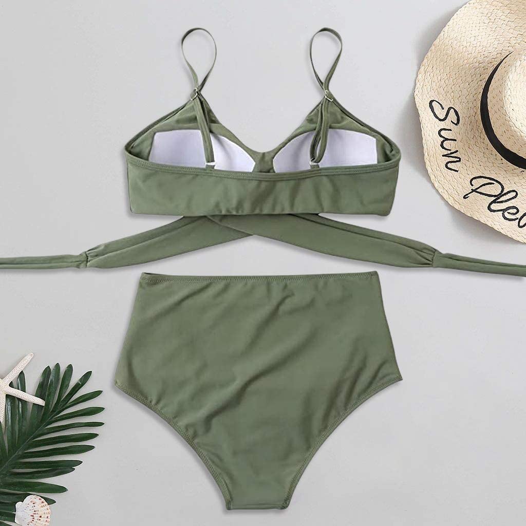 Belle højtaljet, farverig dame-bikini