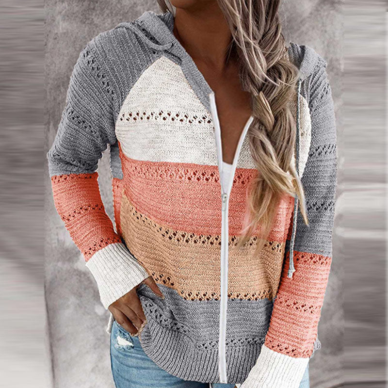 Hooded knitted cardigan