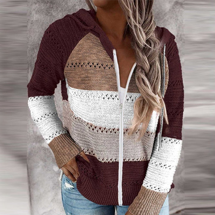 Hooded knitted cardigan
