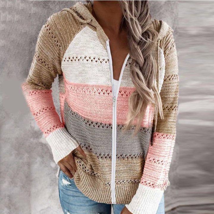 Hooded knitted cardigan