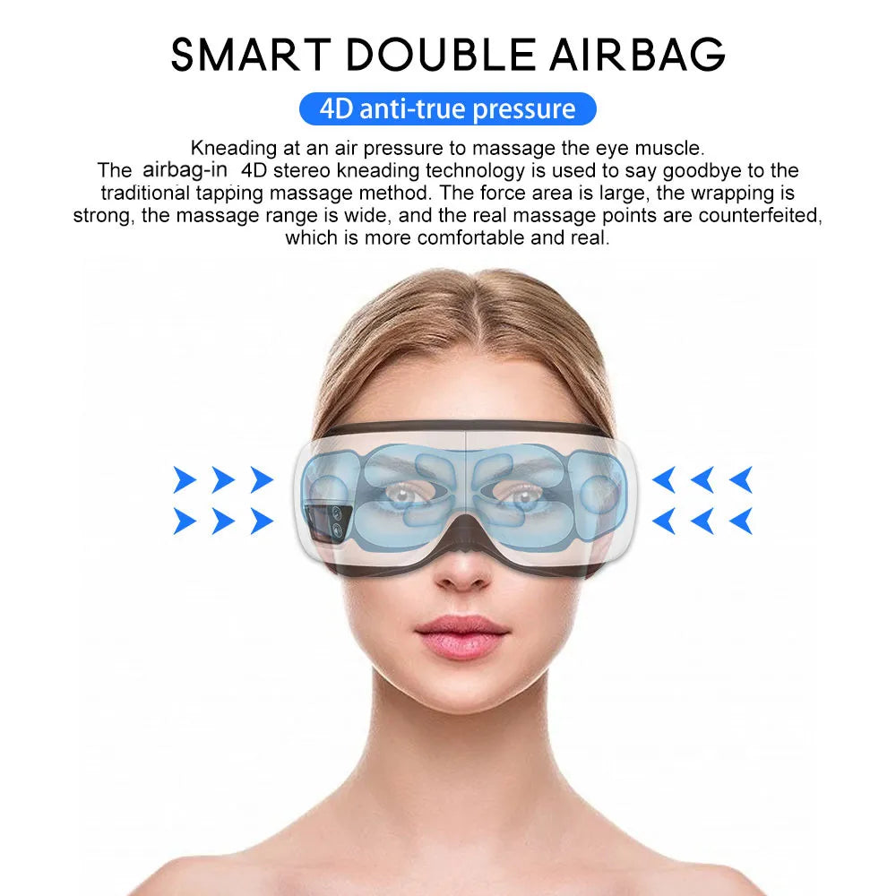 6D øyemassasjeapparat | Smart luftpute vibrasjon øyepleie