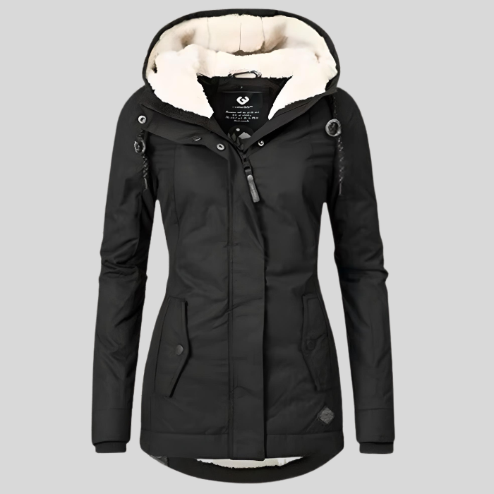 Maggie - Long and Thick Winter Coat Jacket with Hood and Inner Faux Fur