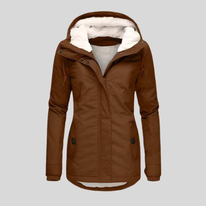 Maggie - Long and Thick Winter Coat Jacket with Hood and Inner Faux Fur