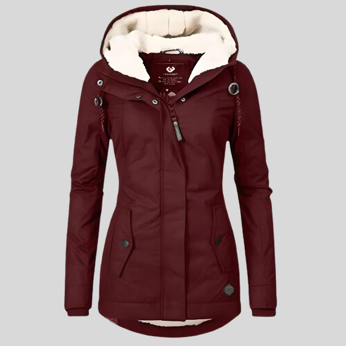 Maggie - Long and Thick Winter Coat Jacket with Hood and Inner Faux Fur
