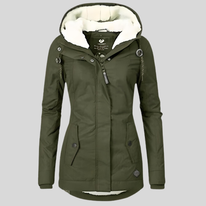 Maggie - Long and Thick Winter Coat Jacket with Hood and Inner Faux Fur