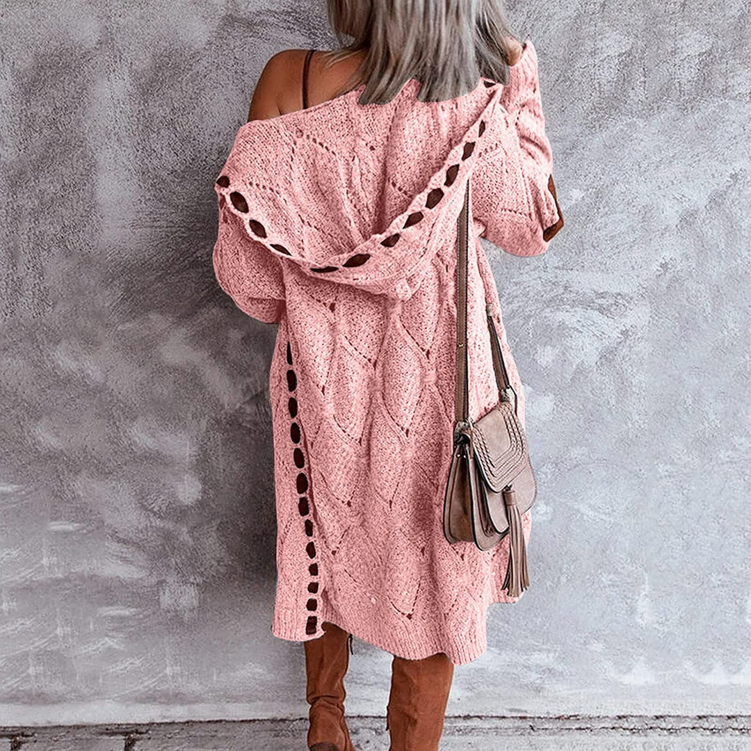 Evelyn | Stilfuld lang cardigan - Behagelig med hætte