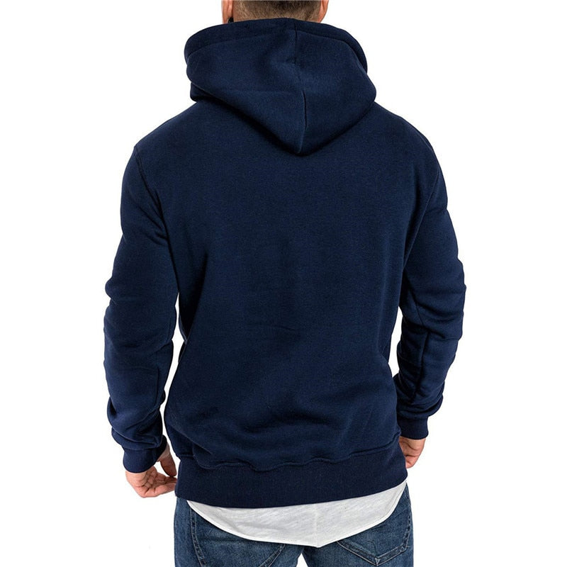 Casual hoodie for men – with kangaroo pocket and white drawstring