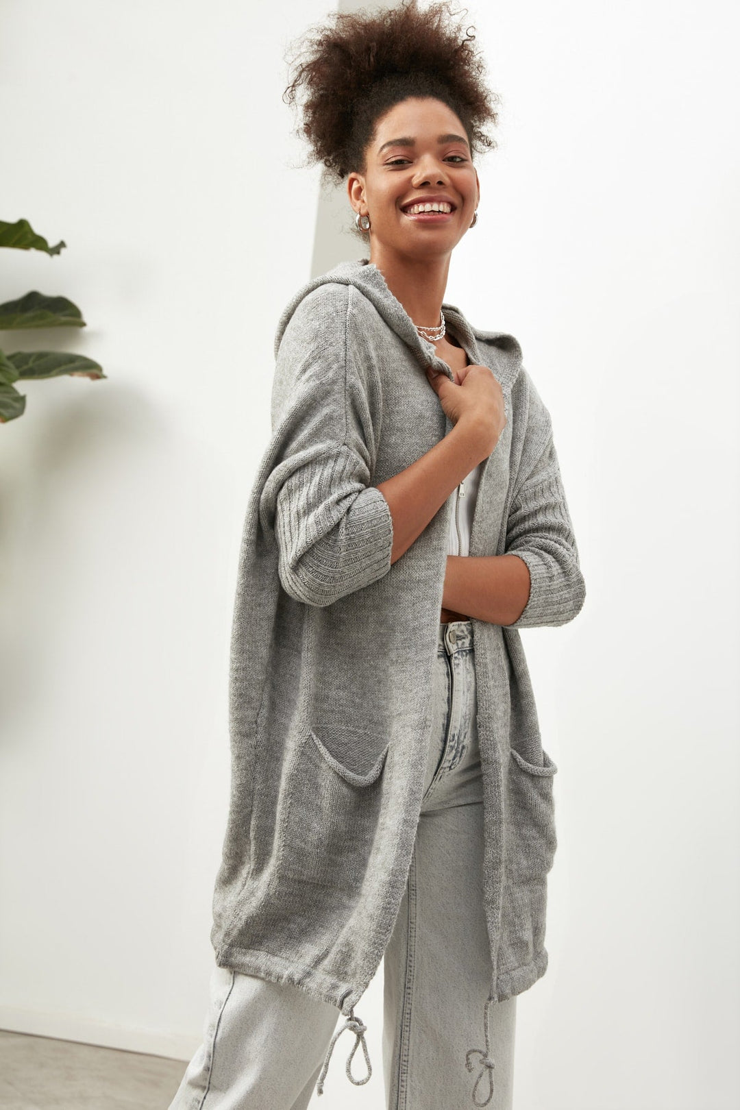 Emma lang strikkjakke | Myk og behagelig loungewear