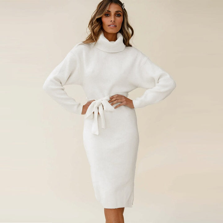 Jersey largo I Suéter de punto para mujer con cuello alto Col Col