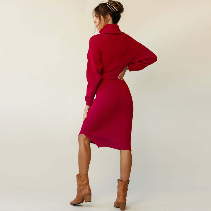 Jersey largo I Suéter de punto para mujer con cuello alto Col Col