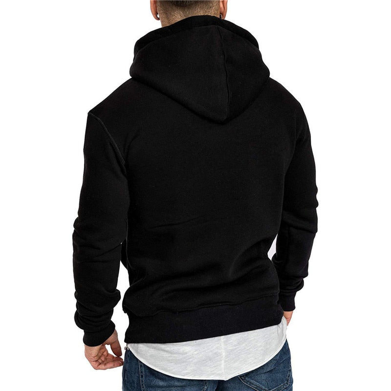 Casual hoodie for men – with kangaroo pocket and white drawstring