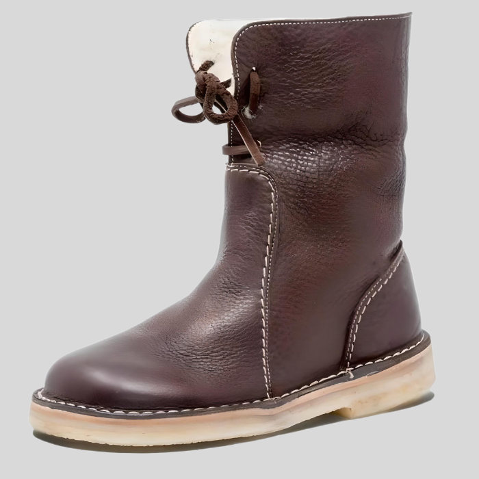 Victoria - High-waisted winter lace-up shoes with inner imitation lining