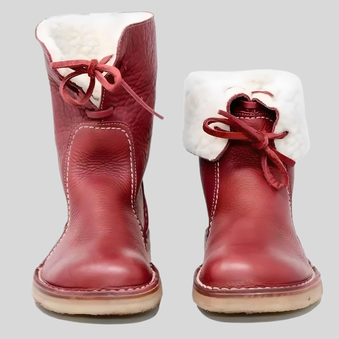Victoria - High-waisted winter lace-up shoes with inner imitation lining