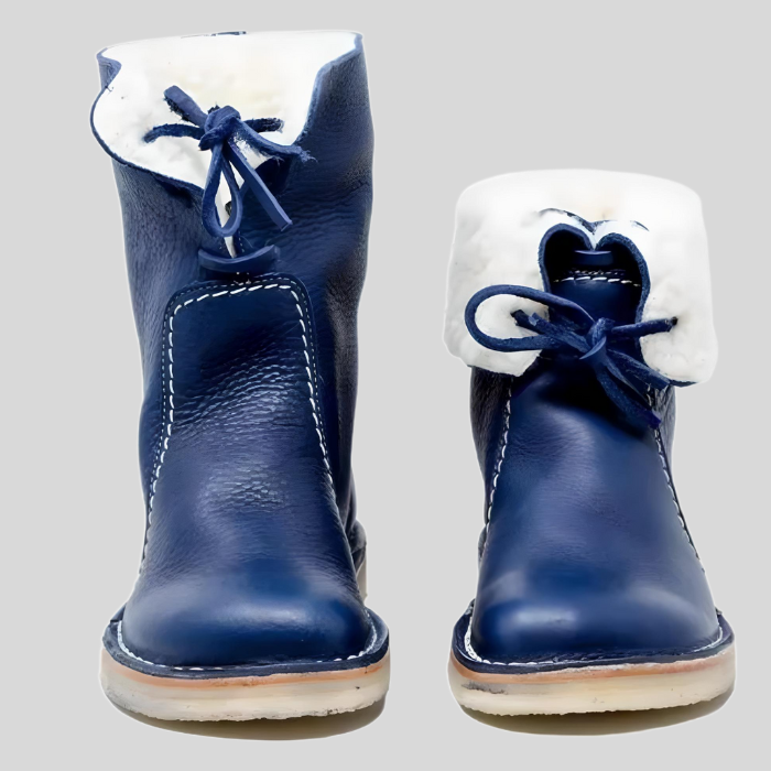 Victoria - High-waisted winter lace-up shoes with inner imitation lining