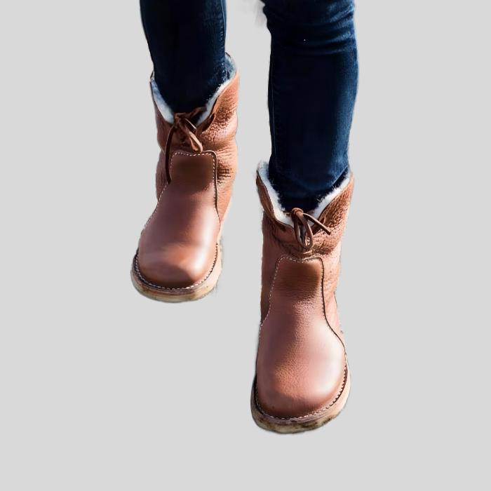 Victoria - High-waisted winter lace-up shoes with inner imitation lining