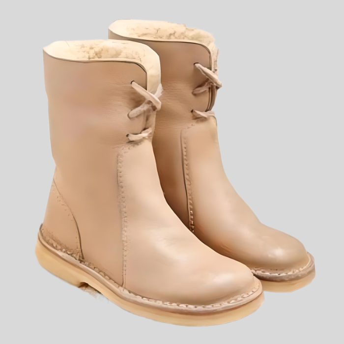 Victoria - High-waisted winter lace-up shoes with inner imitation lining