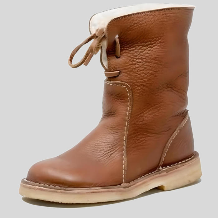 Victoria - High-waisted winter lace-up shoes with inner imitation lining