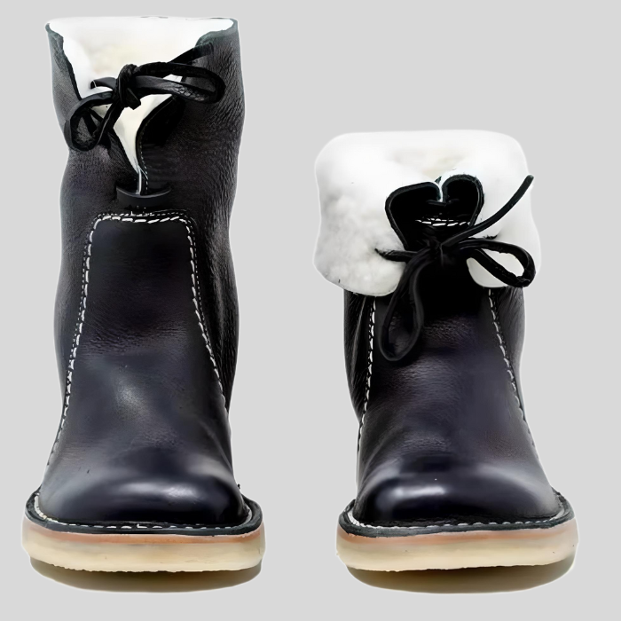 Victoria - High-waisted winter lace-up shoes with inner imitation lining