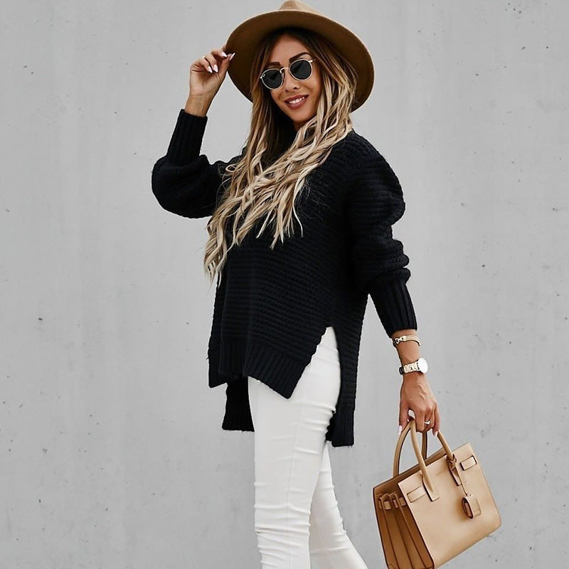 Sofia | Elegant Sweater with Half-High Neckline, Knitted Autumn Sweater