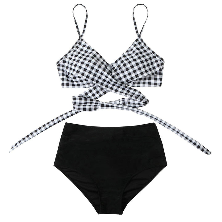 Belle højtaljet, farverig dame-bikini