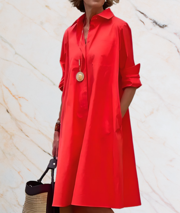 Marideth - Oversized Dress with Long Sleeves and Side Pockets
