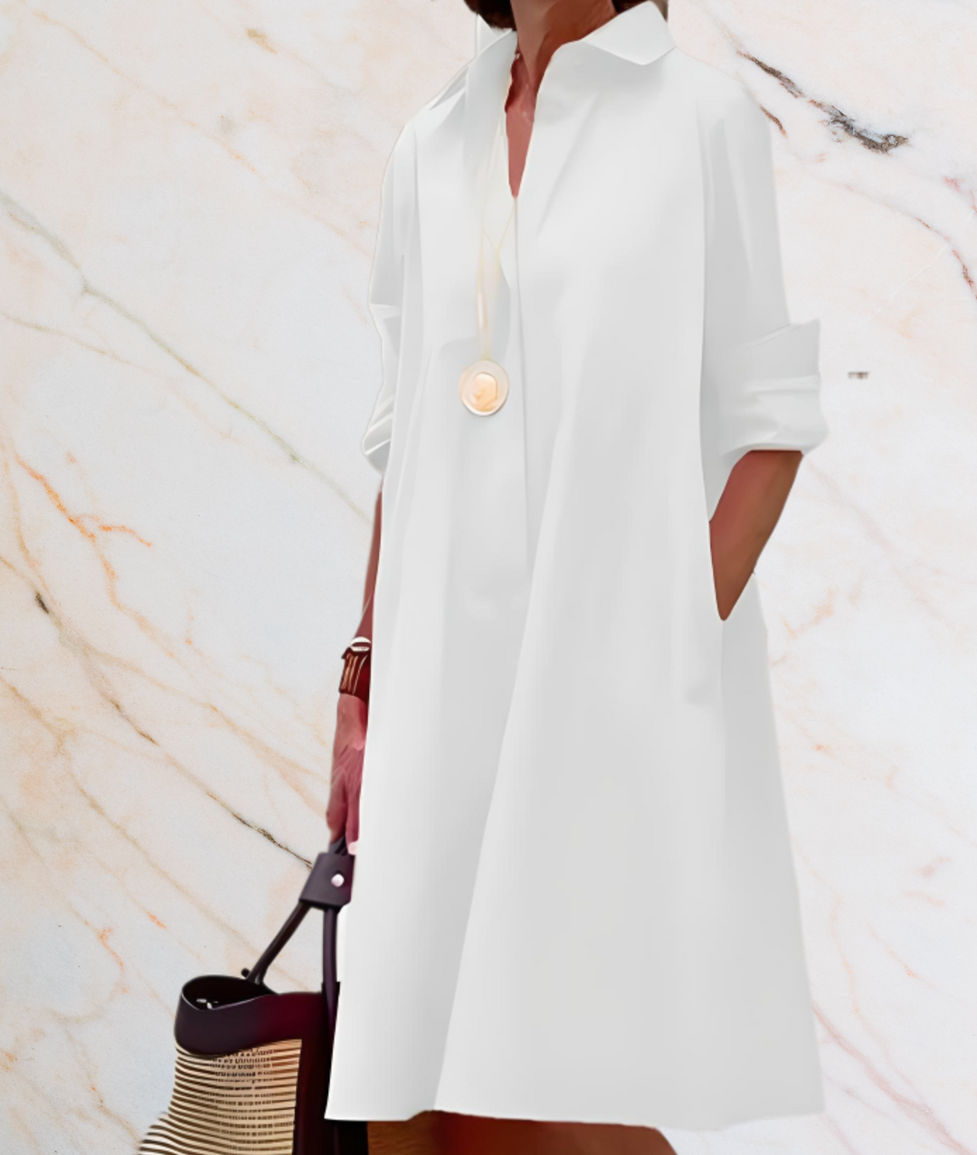 Marideth - Oversized Dress with Long Sleeves and Side Pockets