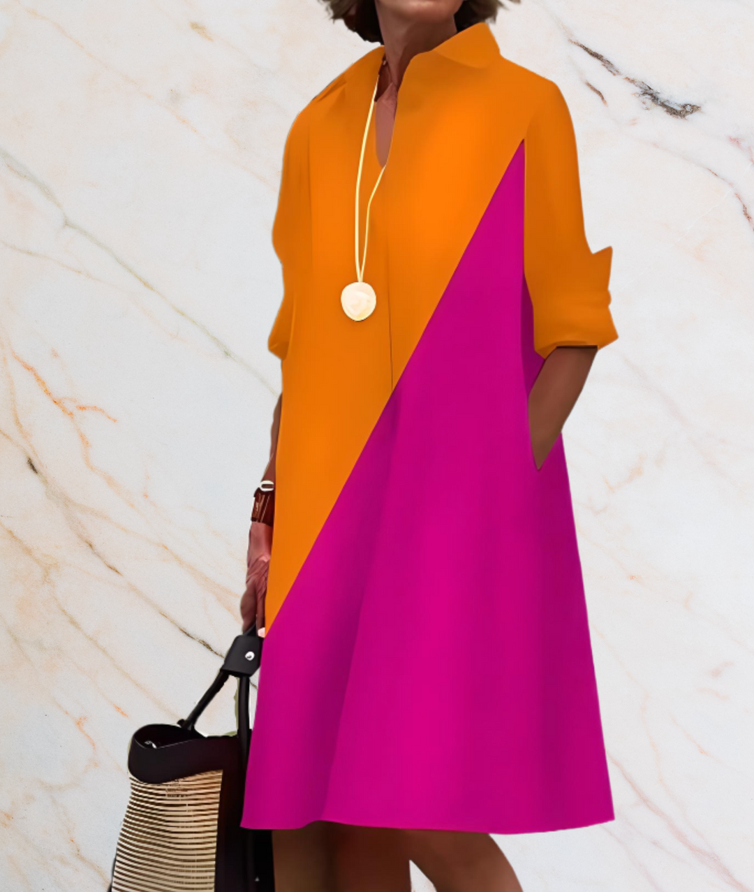 Marideth - Oversized Dress with Long Sleeves and Side Pockets
