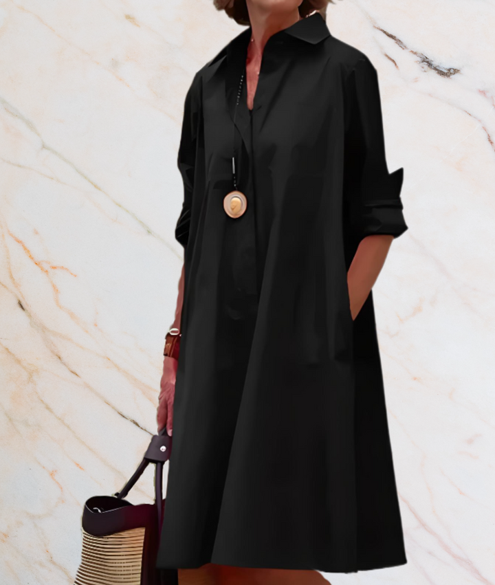 Marideth - Oversized Dress with Long Sleeves and Side Pockets